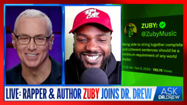 Rapper and author Zuby with Dr. Drew Pinsky in 2024